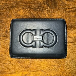 Salvatore Ferragamo Black Leather Card Holder